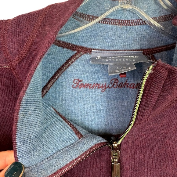 Tommy Bahama Reversible Sweatshirt Mens Sweater 1/4 Zip Long Sleeve Purple Large - Picture 4 of 9